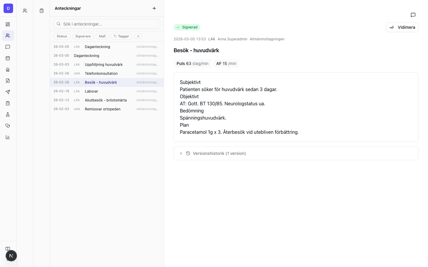 Skriv, signera, spåra
